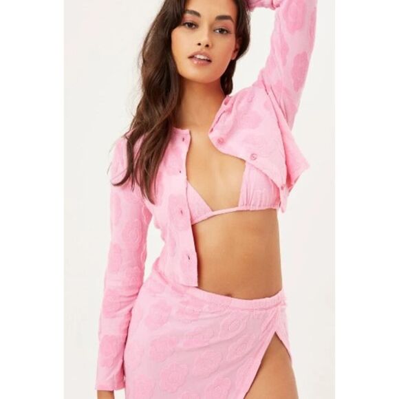 Frankies Bikinis Cherie Terry Cardigan in Flowerchild Sz. S - Picture 1 of 6